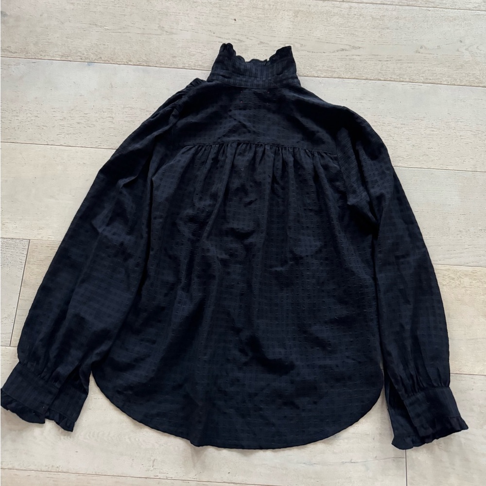 Xirena Black Ruffle Blouse button down XS - Picture 4 of 6